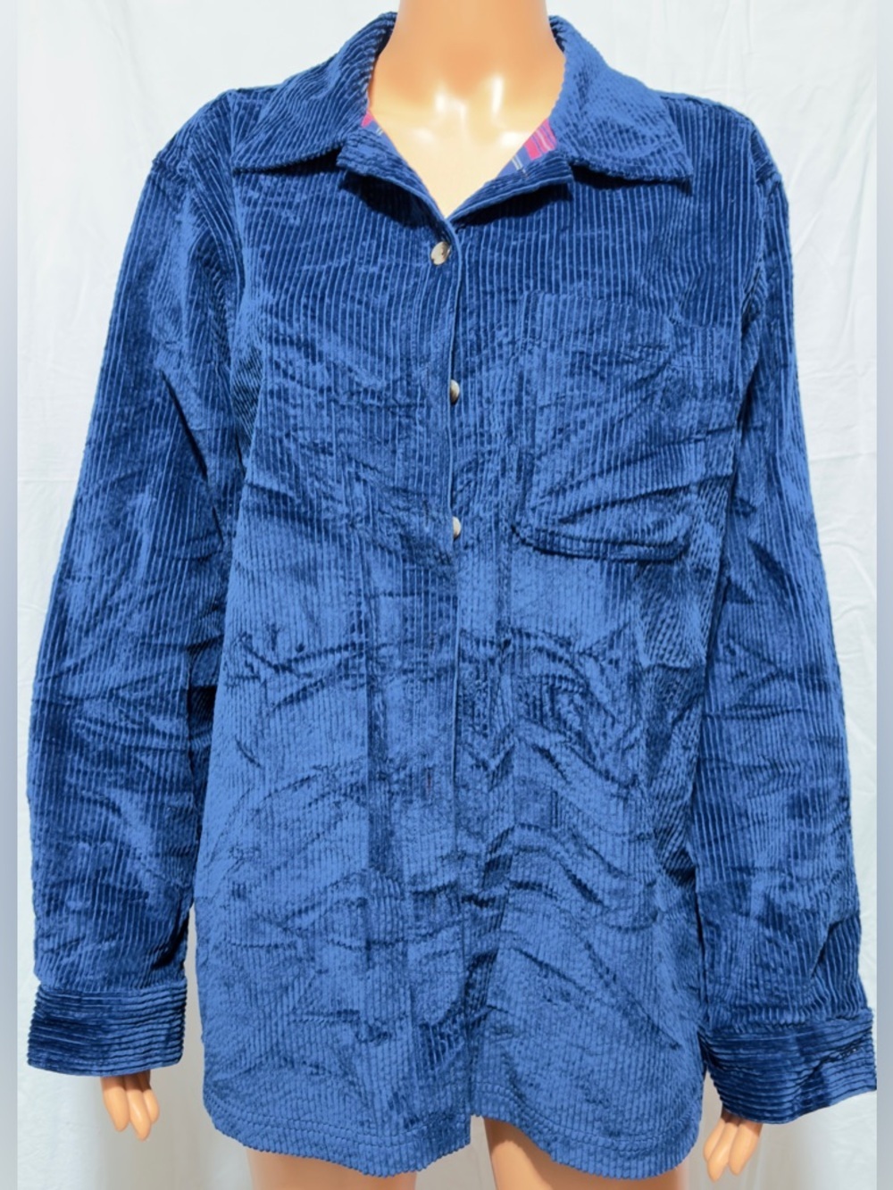 L.L. Bean Blue Corduroy Button-Front Jacket
